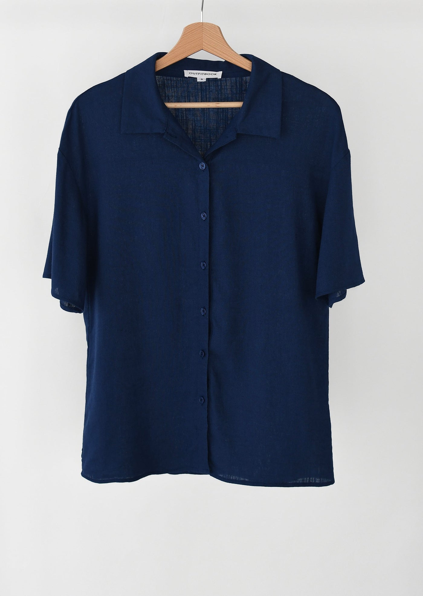 Chemise en lin manche courte bleu marine