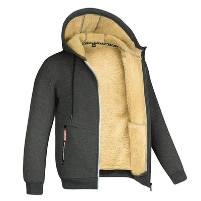 TOMMY - Sweat à Capuche Zippé en Fleece avec Laines de Mouton