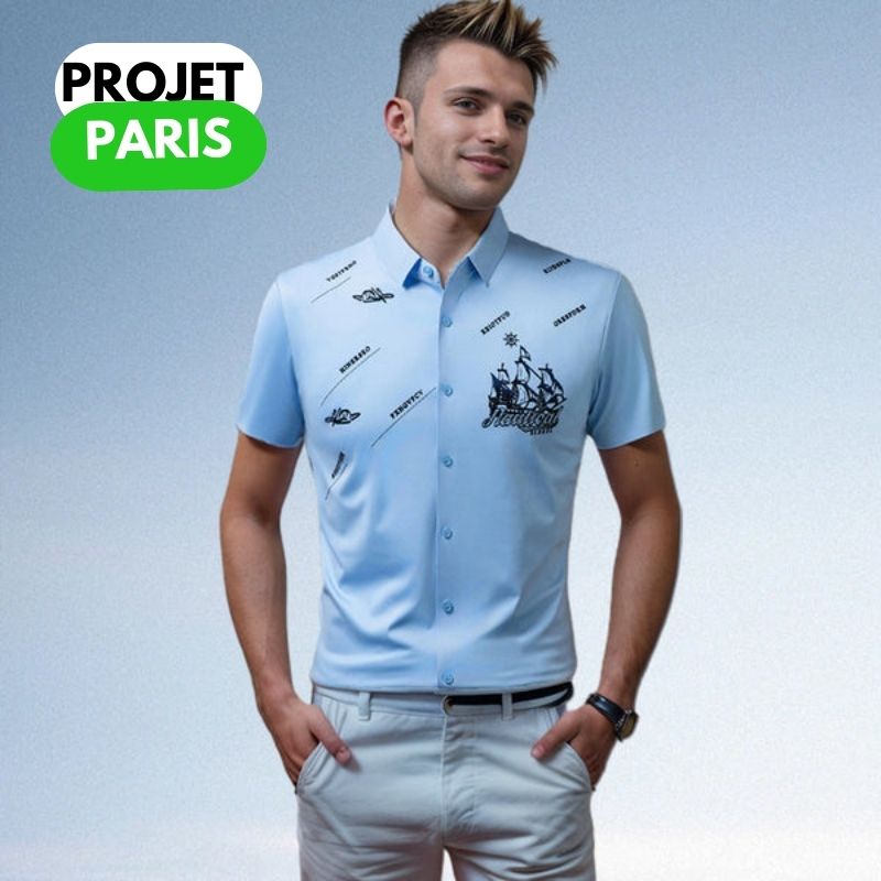 Polo à manches courtes - Élégance décontractée - Projet Paris - Parfait pour un look casual chic tout en restant confortable - Tissu en coton de qualité et coupe classique