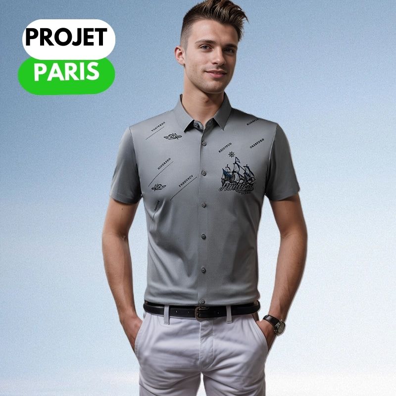 Polo à manches courtes - Élégance décontractée - Projet Paris - Parfait pour un look casual chic tout en restant confortable - Tissu en coton de qualité et coupe classique