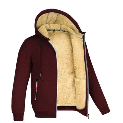 TOMMY - Sweat à Capuche Zippé en Fleece avec Laines de Mouton