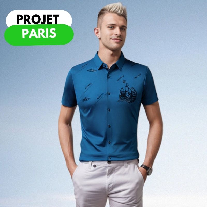 Polo à manches courtes - Élégance décontractée - Projet Paris - Parfait pour un look casual chic tout en restant confortable - Tissu en coton de qualité et coupe classique