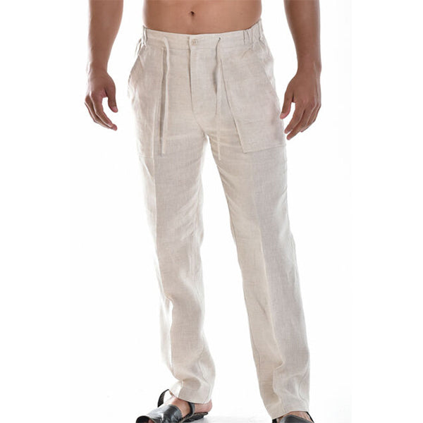 Pantalon d'été en lin respirant pour homme - Confort et fraîcheur - Projet Paris - Idéal pour les journées chaudes avec une sensation de légèreté - Tissu aéré et coupe décontractée