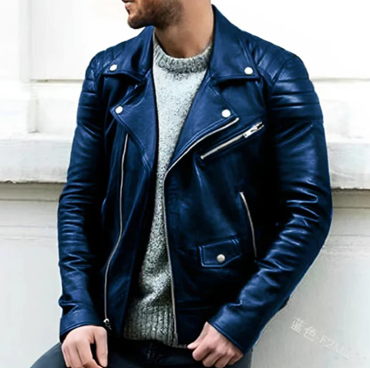 Veste en cuir - pour hommes - Projet Paris - Style biker - Résistante et tendance