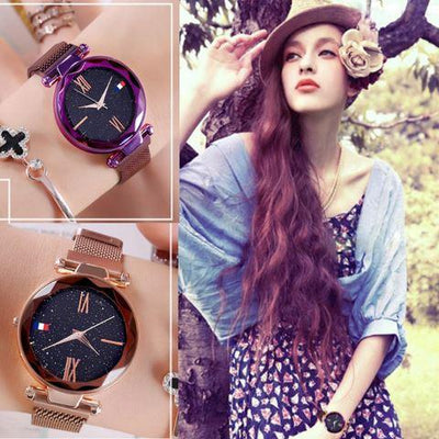 4 Couleurs Montre Étanche Ciel Étoilé pour Femmes