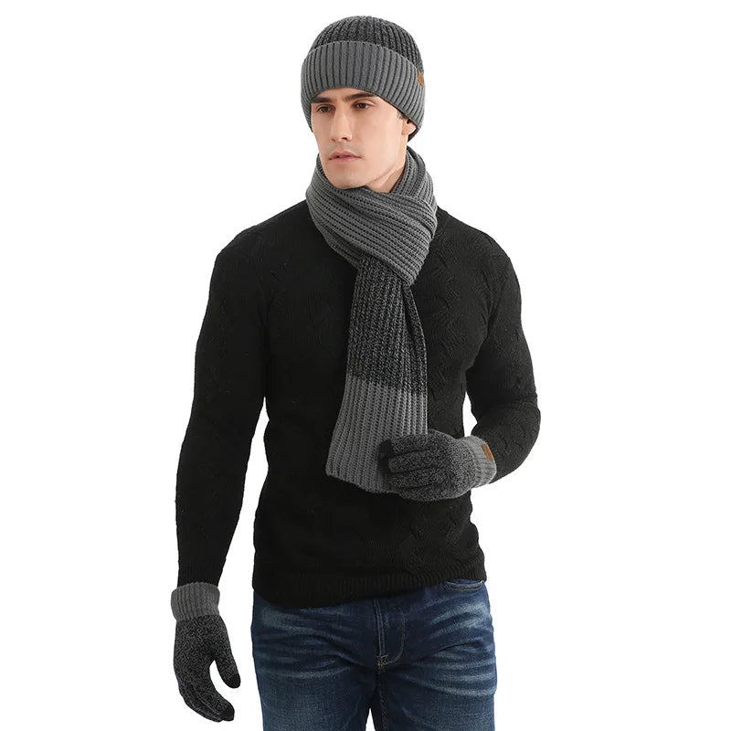 Menno - Ensemble tricoté avec bonnet, gants et écharpe en laine