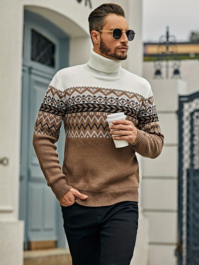 Pull à col roulé décontracté - pour hommes - Projet Paris - Élégance et confort - Parfait pour un look chic - Idéal pour les journées fraîches