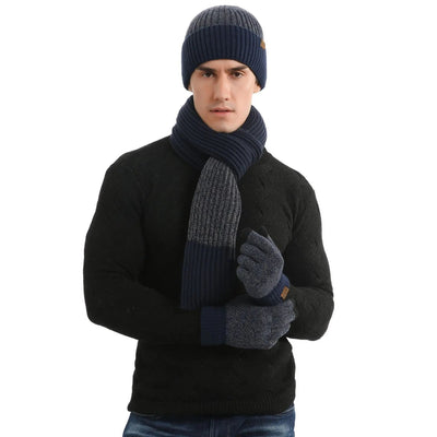 Menno - Ensemble tricoté avec bonnet, gants et écharpe en laine