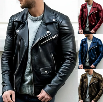 Veste en cuir - pour hommes - Projet Paris - Style biker - Résistante et tendance