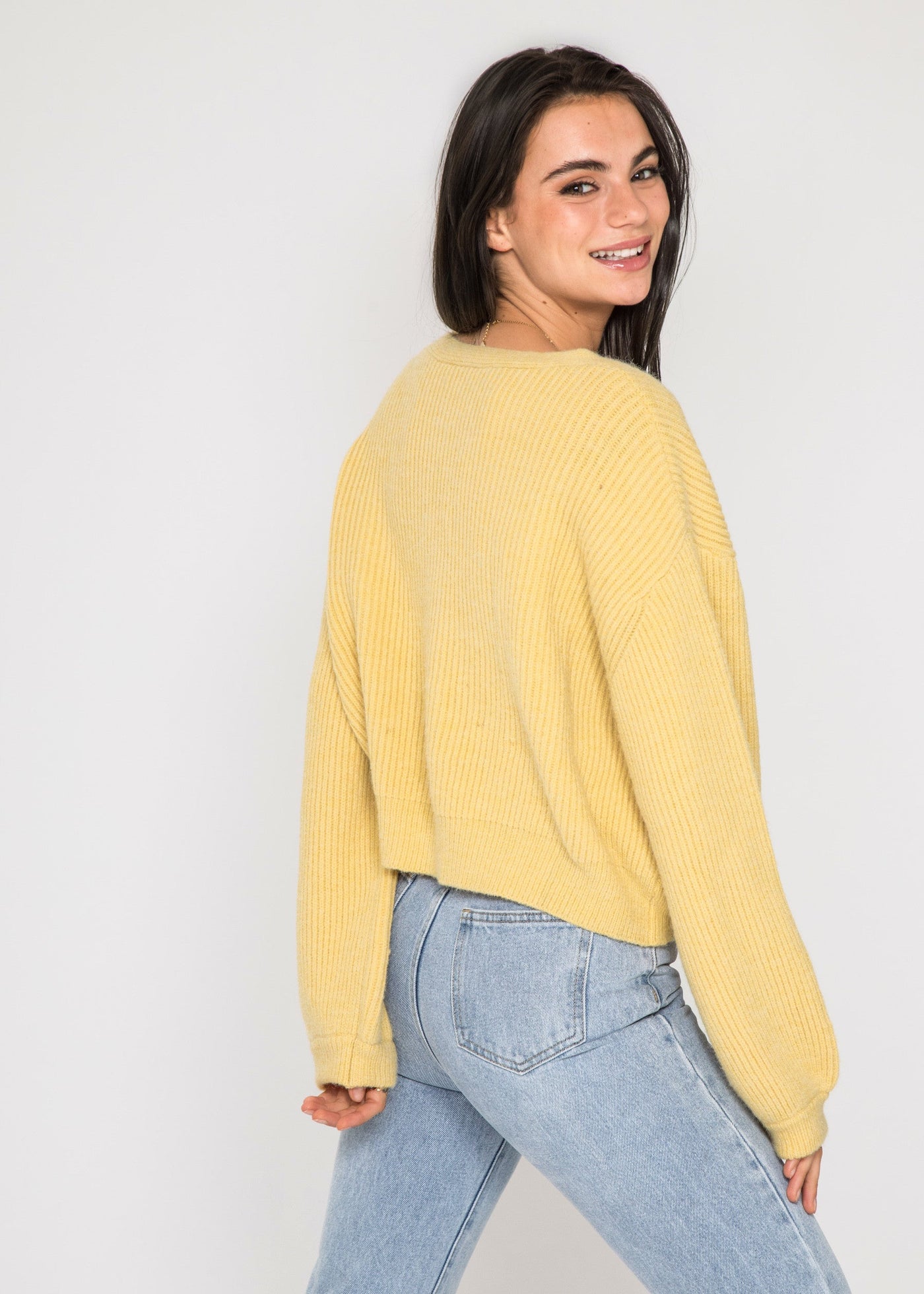 Cardigan en maille épaisse jaune