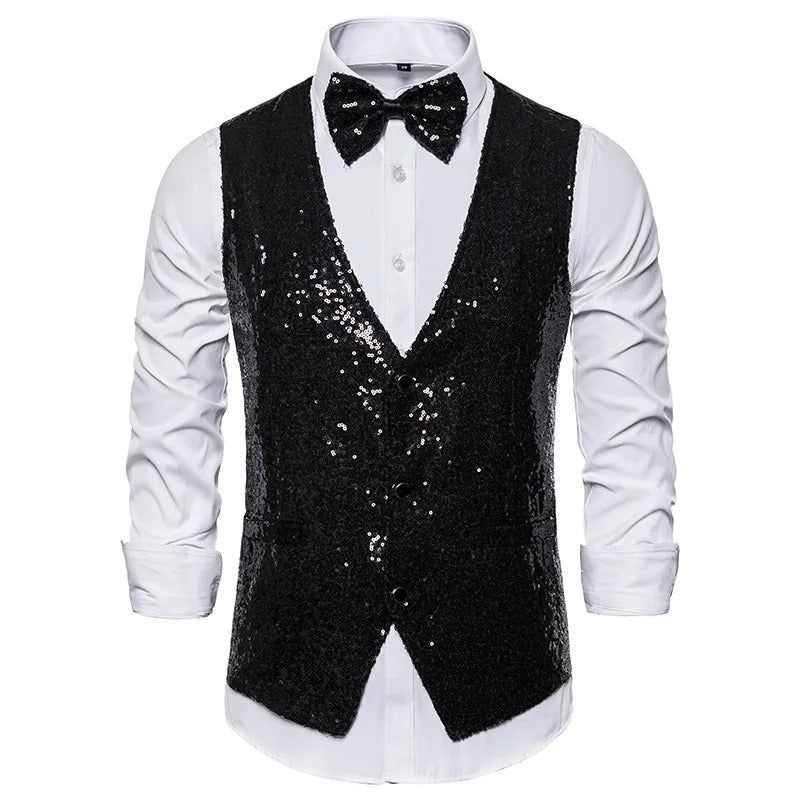 Gilet à paillettes pour hommes - Gilet Glam  -Projet Paris - Parfait pour les fêtes - Idéal pour les soirées