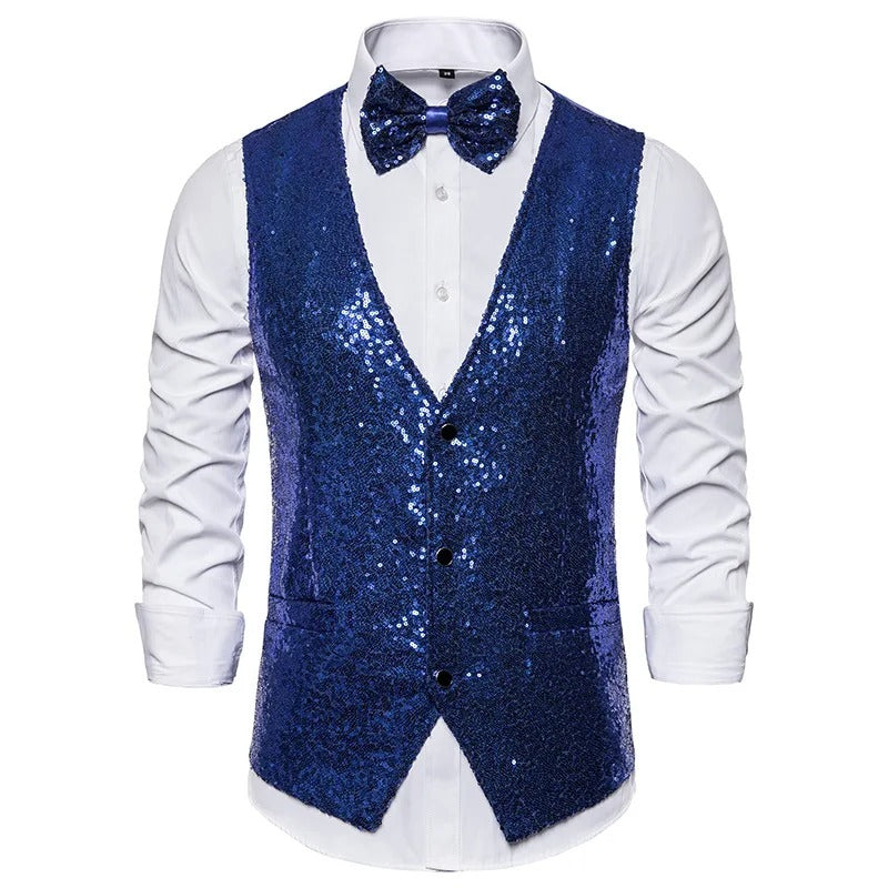 Gilet à paillettes pour hommes - Gilet Glam  -Projet Paris - Parfait pour les fêtes - Idéal pour les soirées