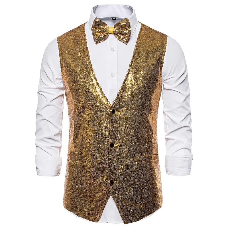 Gilet à paillettes pour hommes - Gilet Glam  -Projet Paris - Parfait pour les fêtes - Idéal pour les soirées