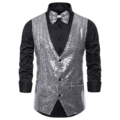 Gilet à paillettes pour hommes - Gilet Glam  -Projet Paris - Parfait pour les fêtes - Idéal pour les soirées