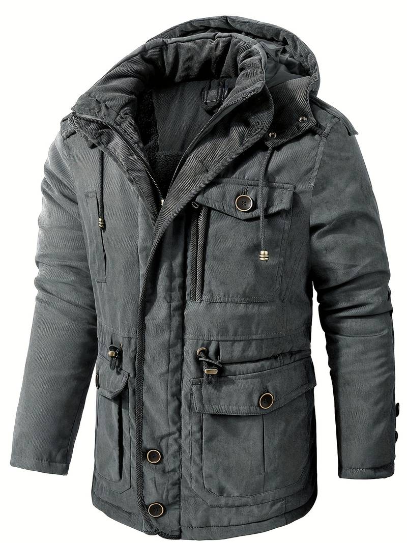 Veste d'hiver élégante - pour hommes - Avec capuche et poches - Projet Paris - Style moderne - Confort et praticité - Parfaite pour les journées froides