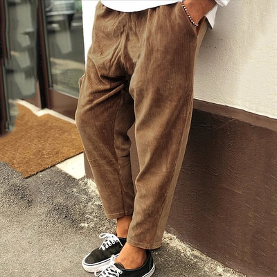 Pantalon en velours côtelé décontracté -  pour hommes - Coupe ample - Style casual - Confort optimal