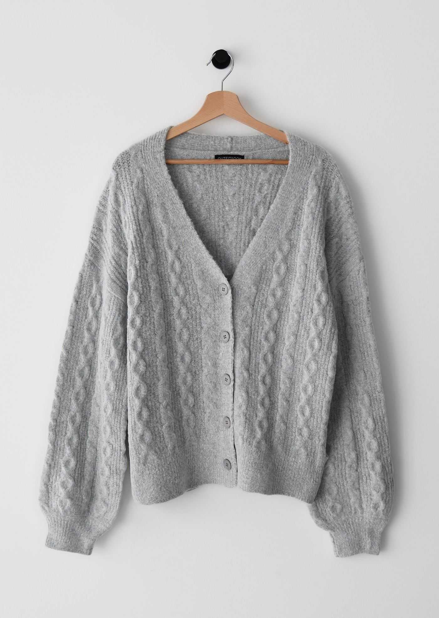 Cardigan en maille torsadé gris