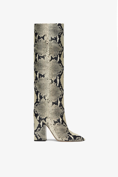 Printed phyton leather boots