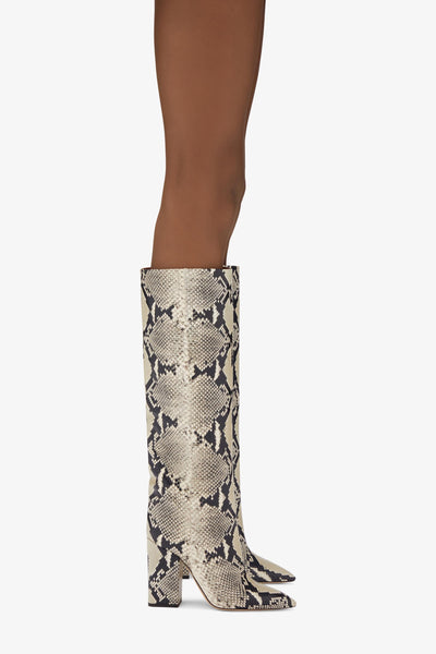 Printed phyton leather boots