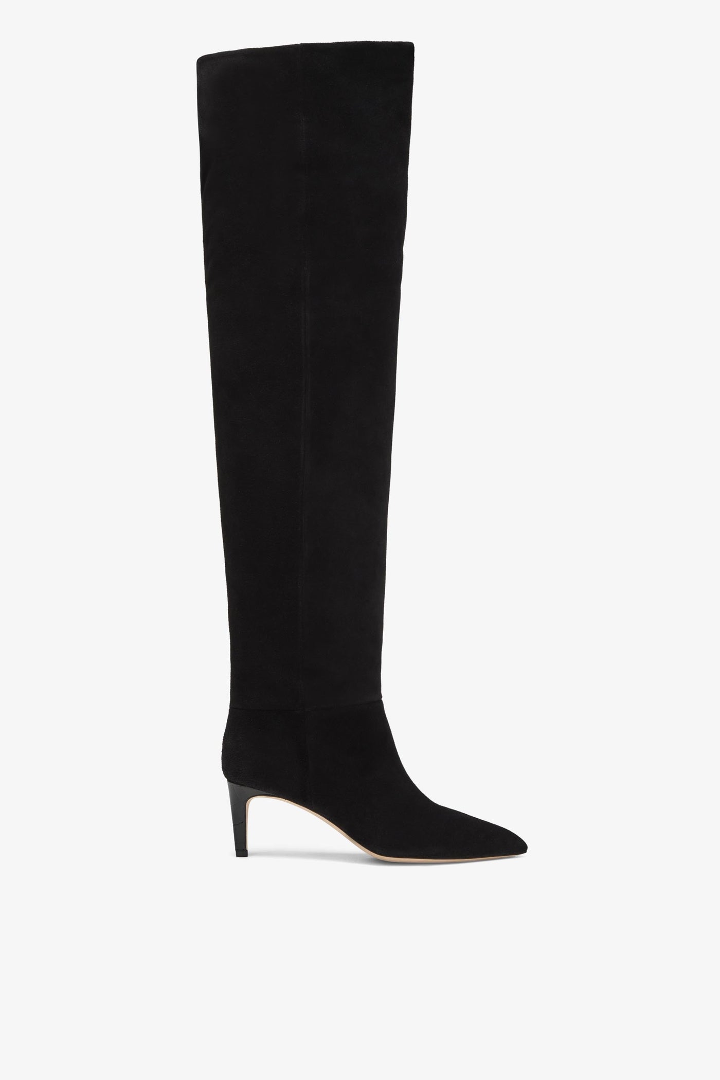 Black calf suede heel 60 over the knee boots