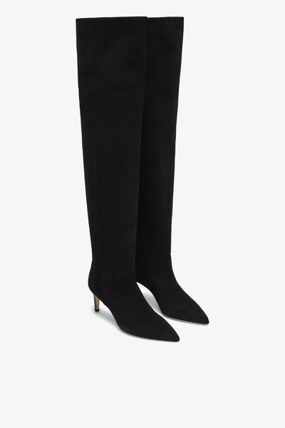 Black calf suede heel 60 over the knee boots