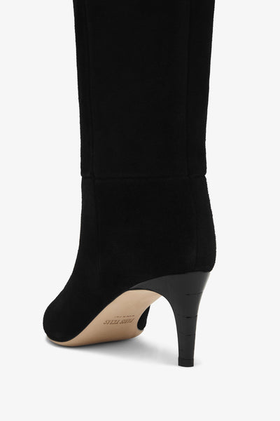 Black calf suede heel 60 over the knee boots