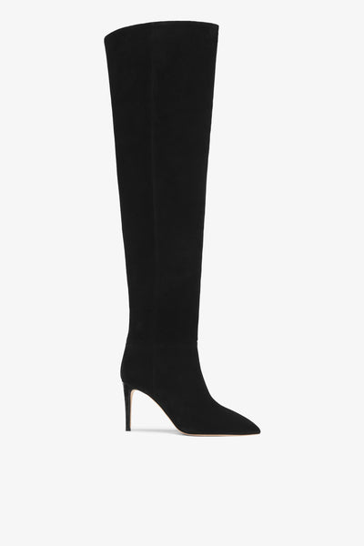 Black calf suede heel 85 over the knee boots