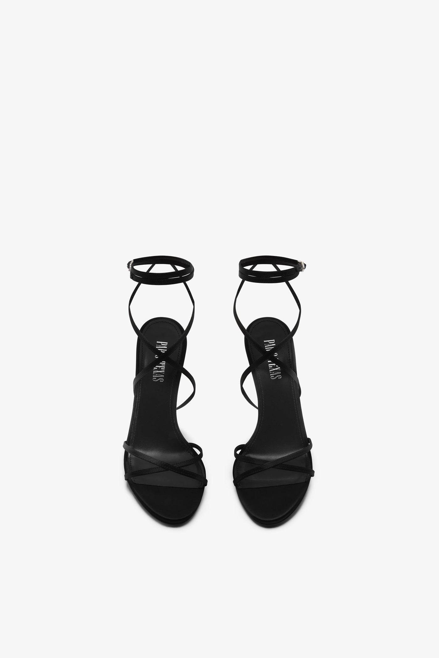 Lace-up satin sandal in black