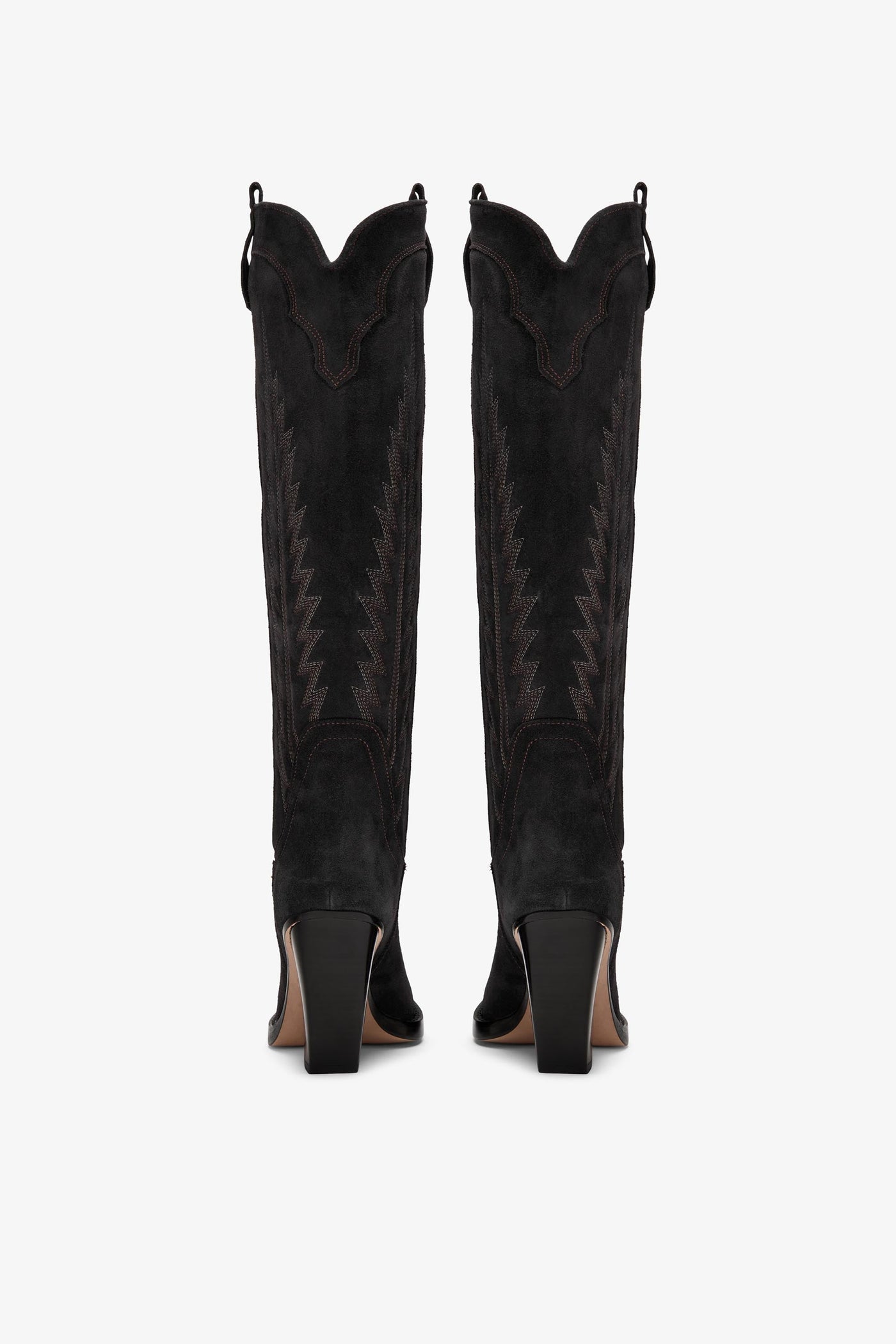 Black suede embroidered Texan boot