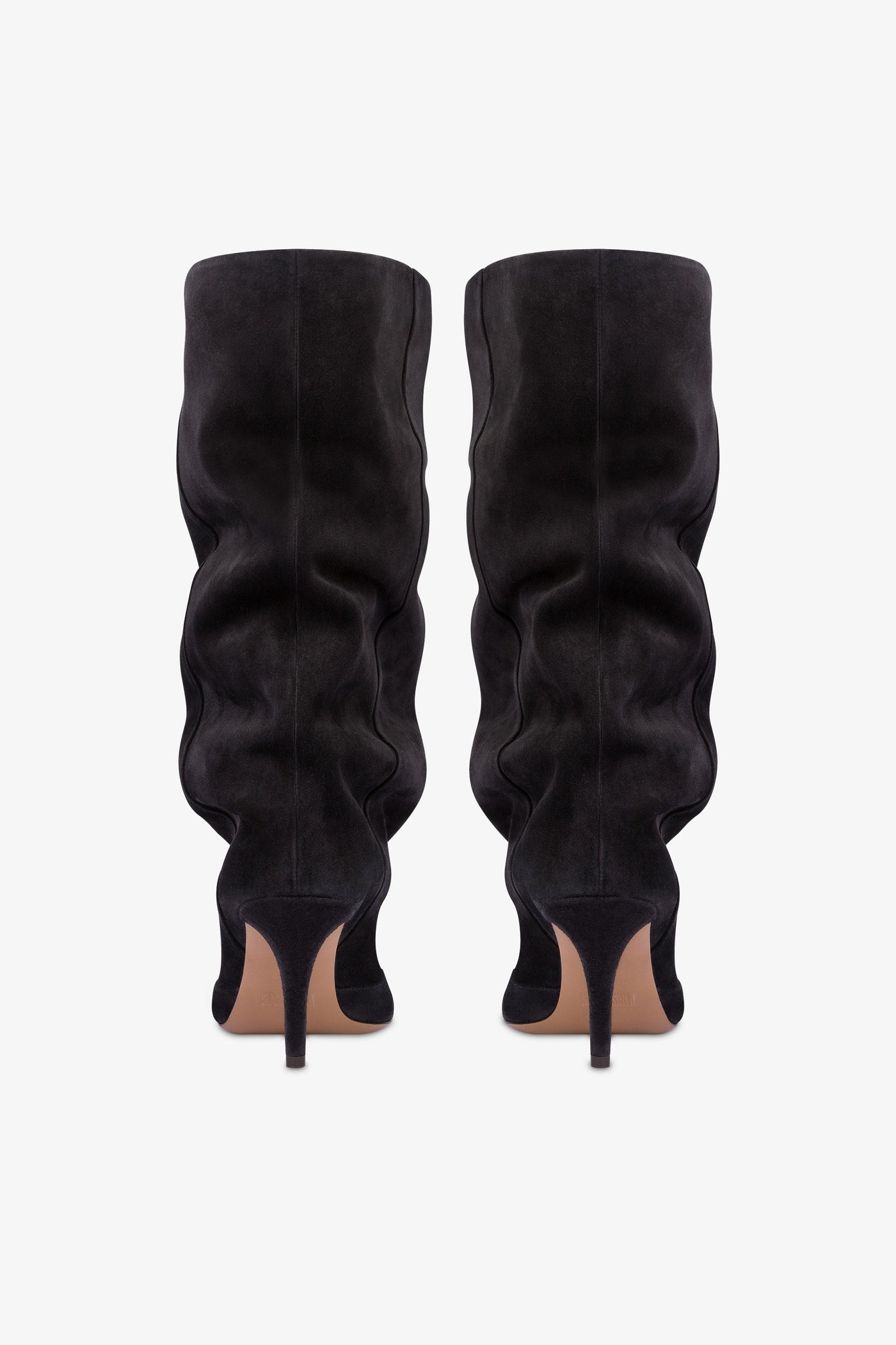 Mid-calf boots in soft off-black suede leather