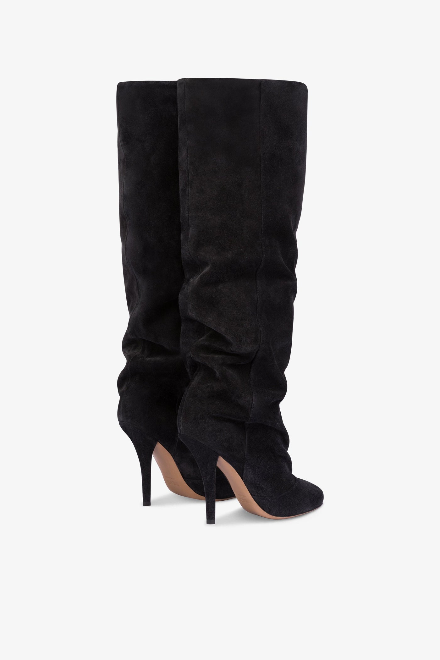 Knee-high boots in soft off-black suede leather