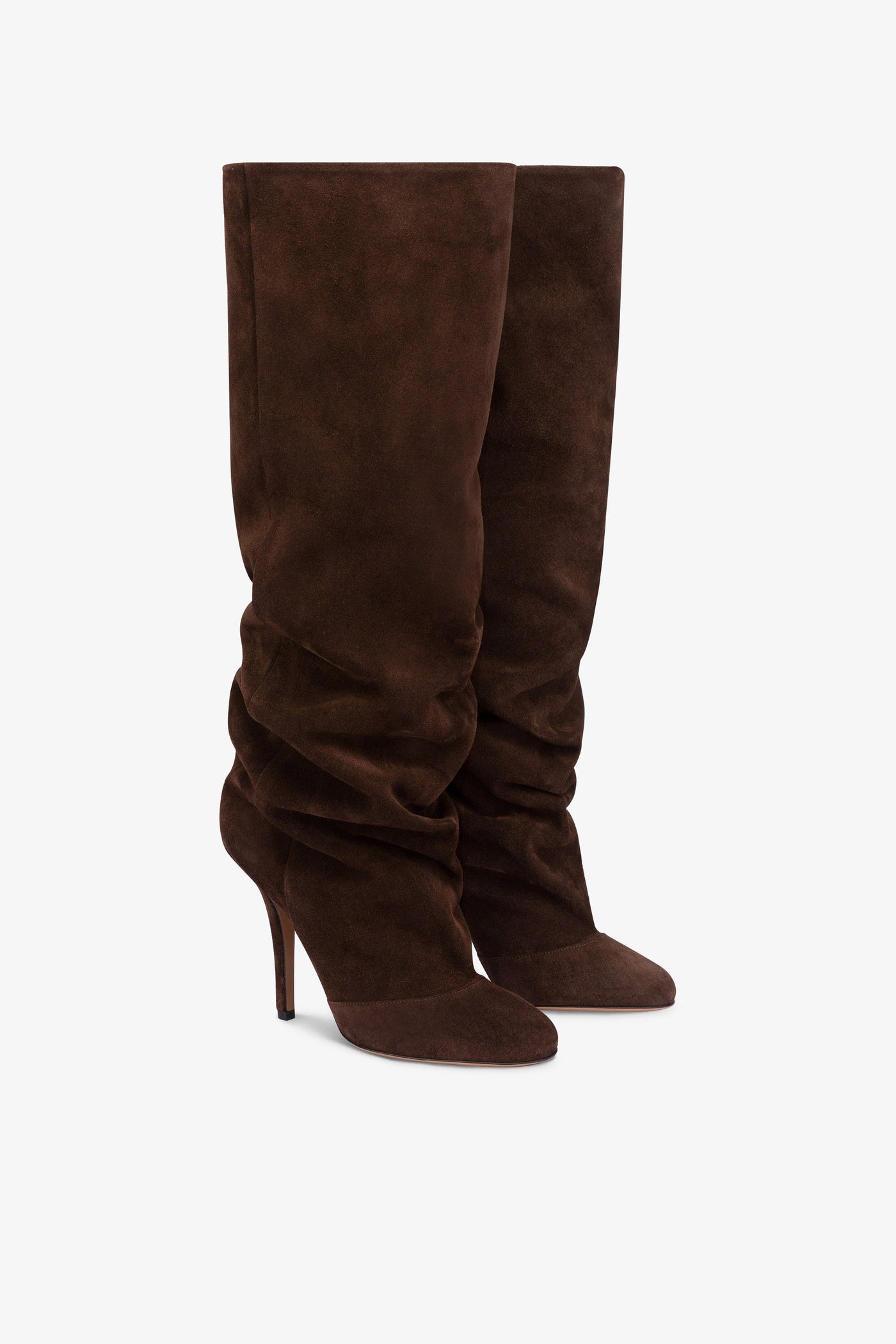 Knee-high boots in soft pepper suede leather