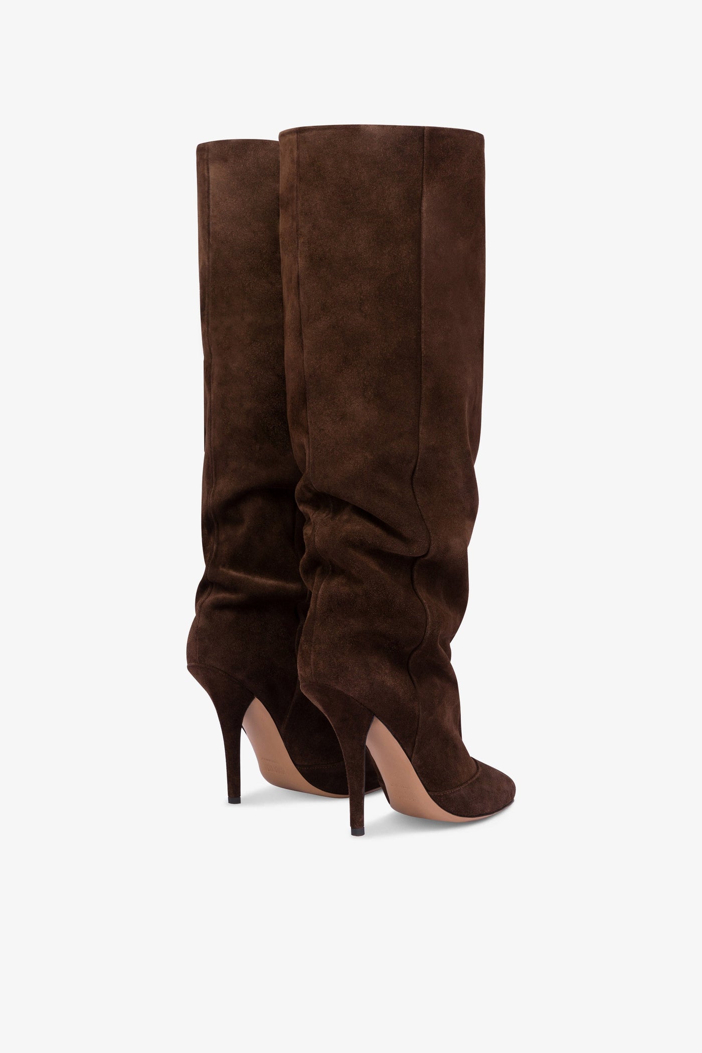 Knee-high boots in soft pepper suede leather