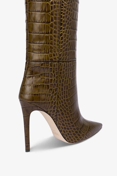 Boots in safari-colored croco-embossed leather