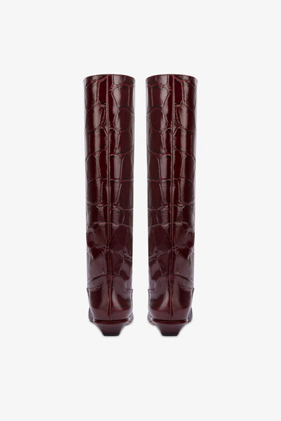 Knee-high boots in hevea maxi croco-embossed leather