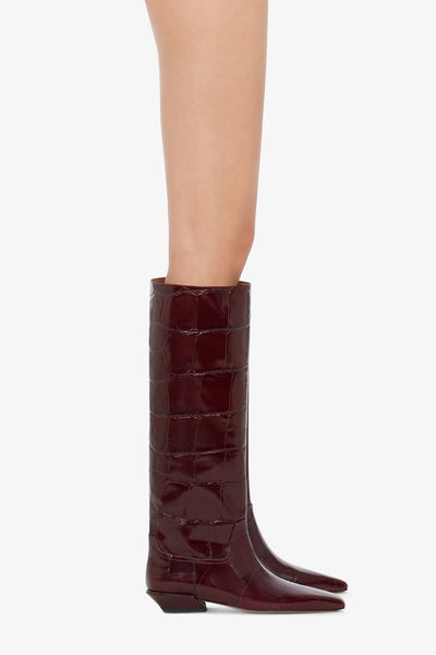 Knee-high boots in hevea maxi croco-embossed leather