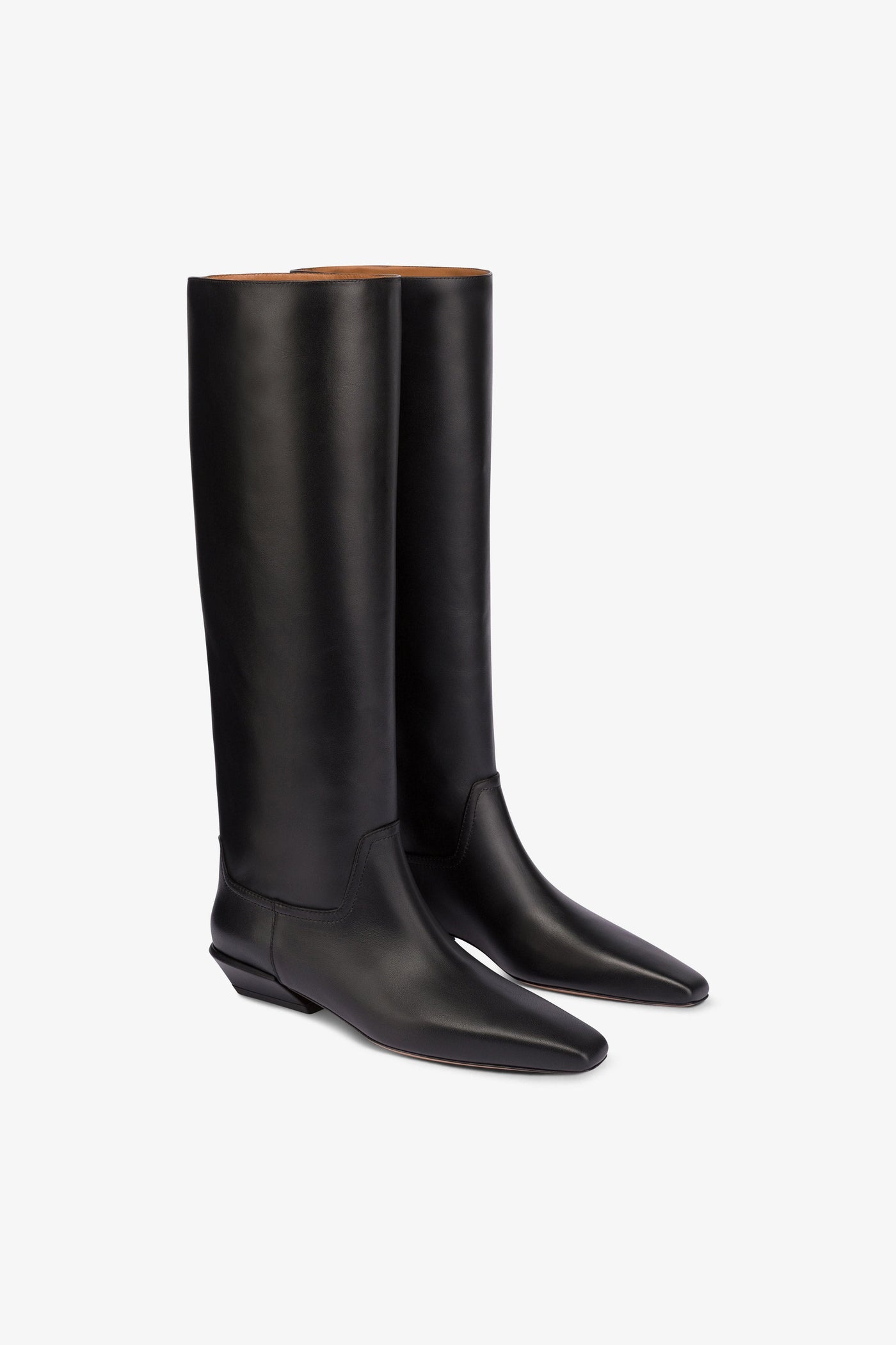 Knee-high boots in smooth black leather