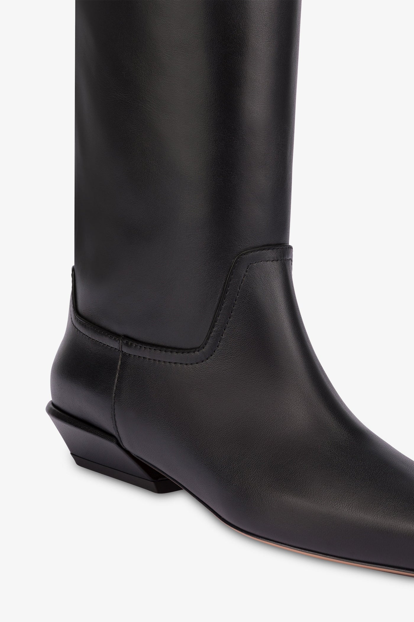 Knee-high boots in smooth black leather