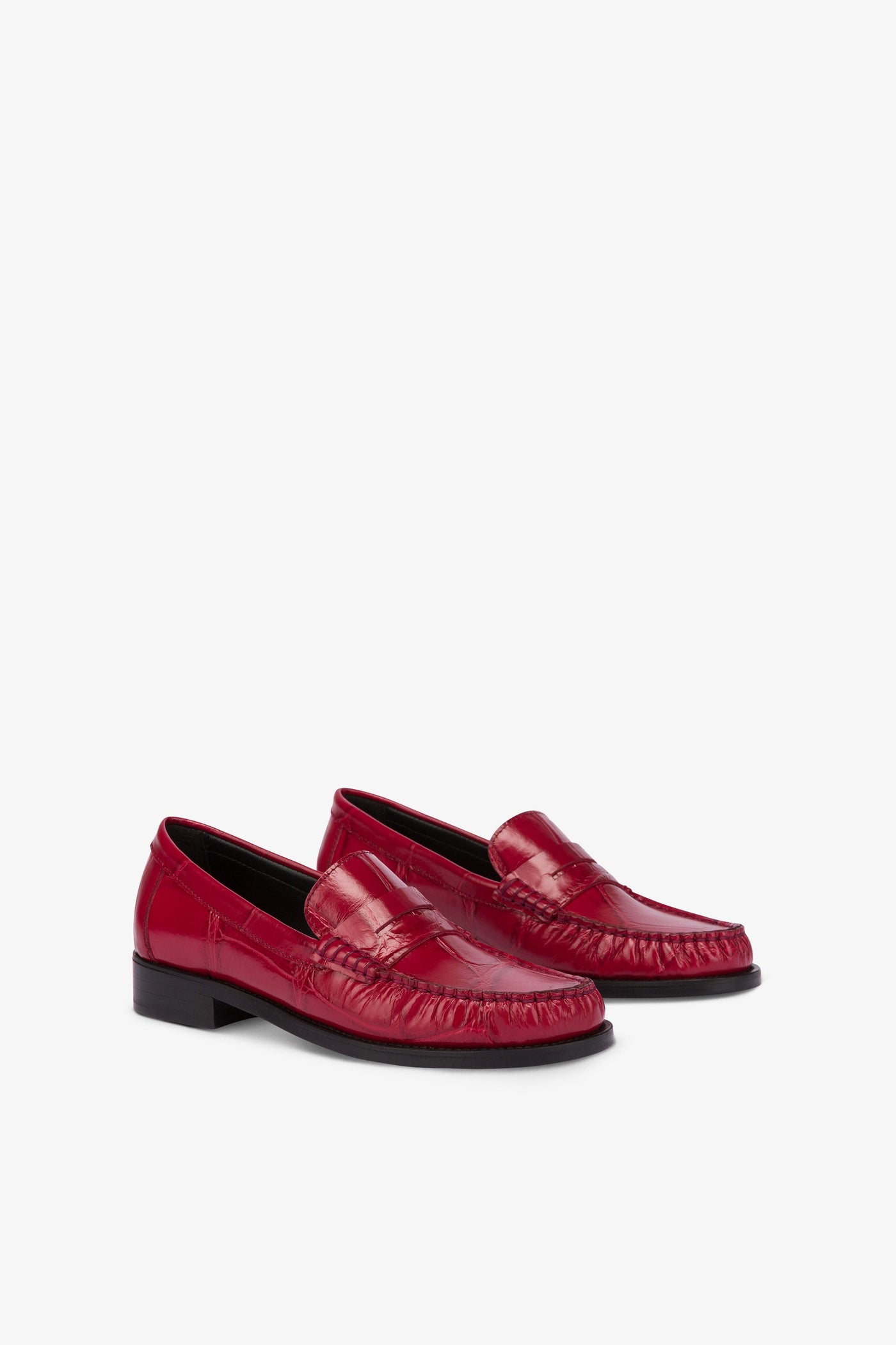 Loafer shoes in yari maxi croco-embossed leather