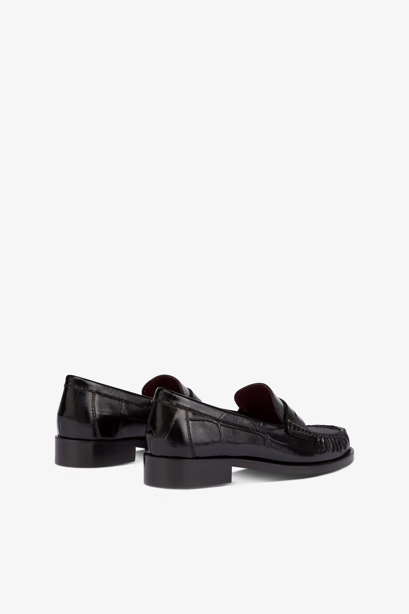 Loafer shoes in black maxi croco-embossed leather