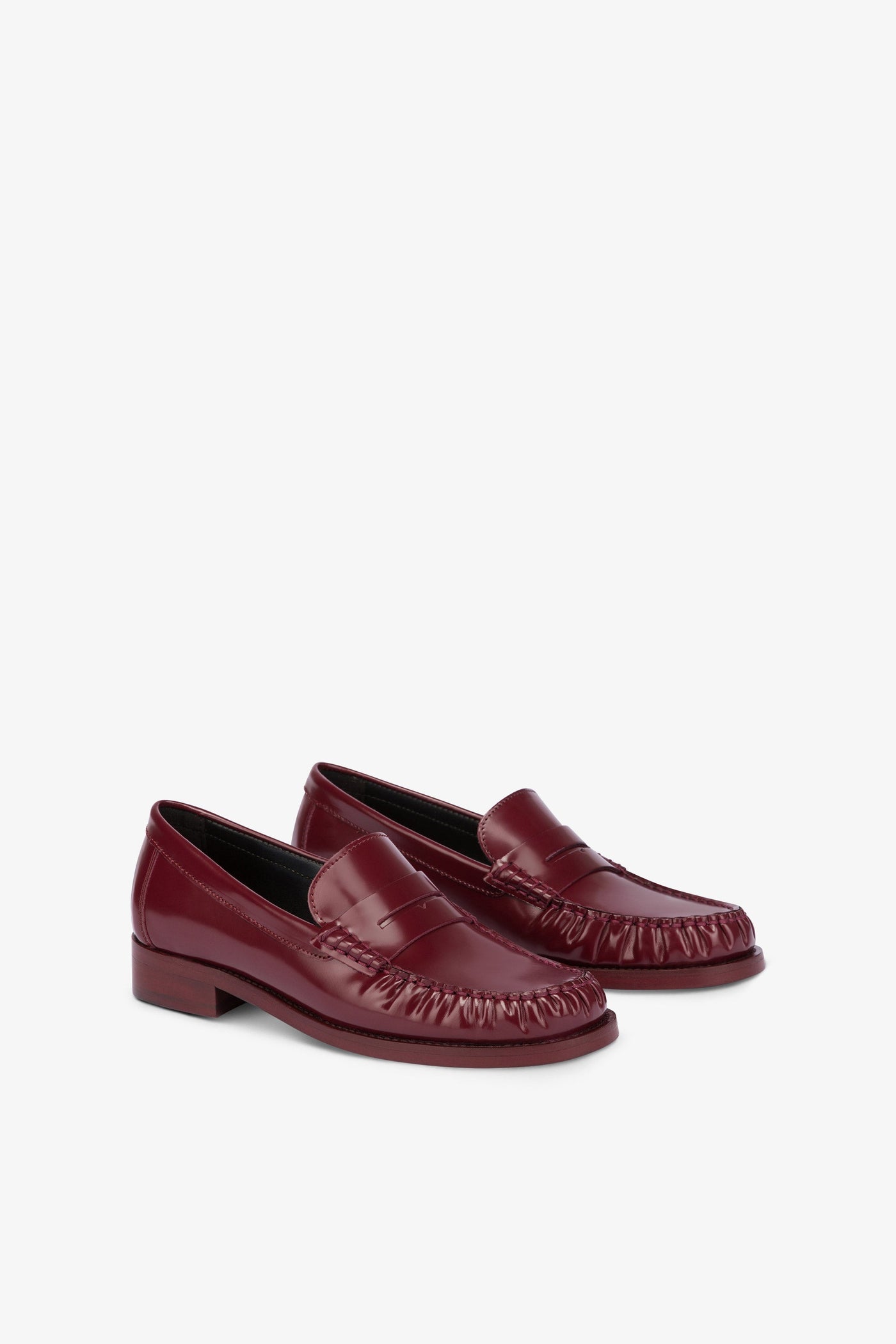 Loafer shoes in soft pinot noir brushed leather