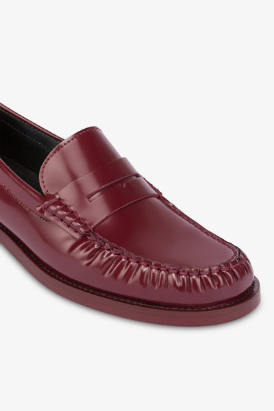 Loafer shoes in soft pinot noir brushed leather