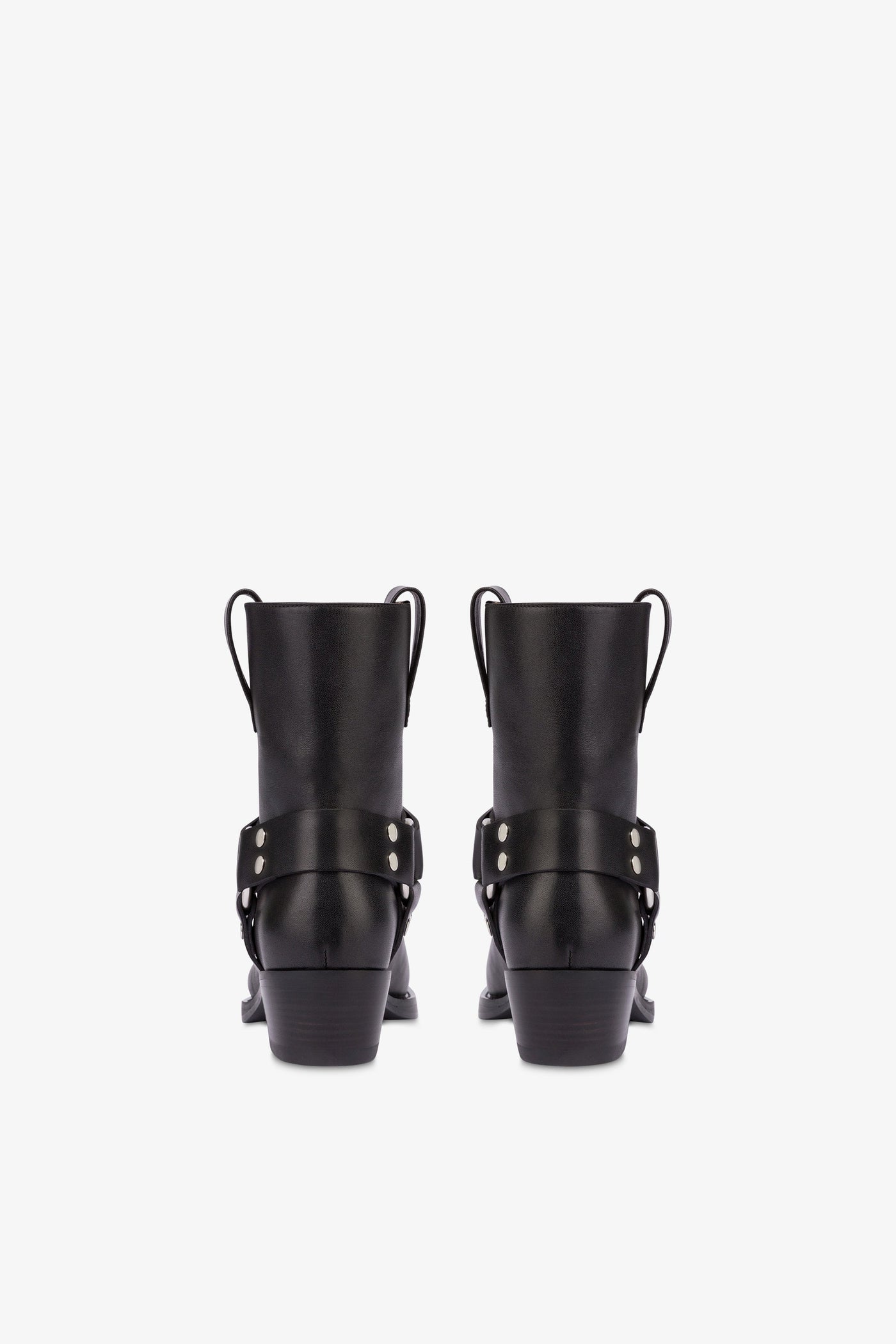 Square-toe ankle boots in smooth black leather