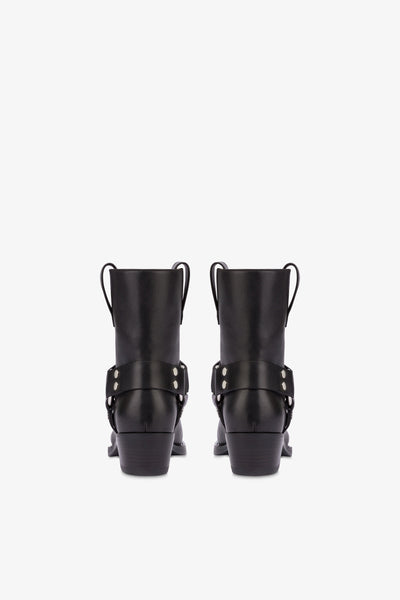 Square-toe ankle boots in smooth black leather