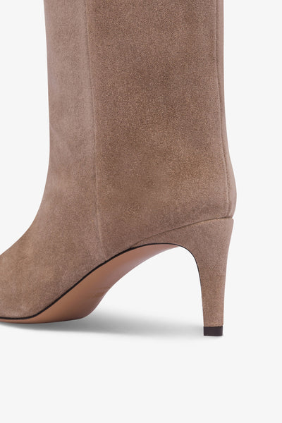 Calf-high boots in smooth koala suede leather