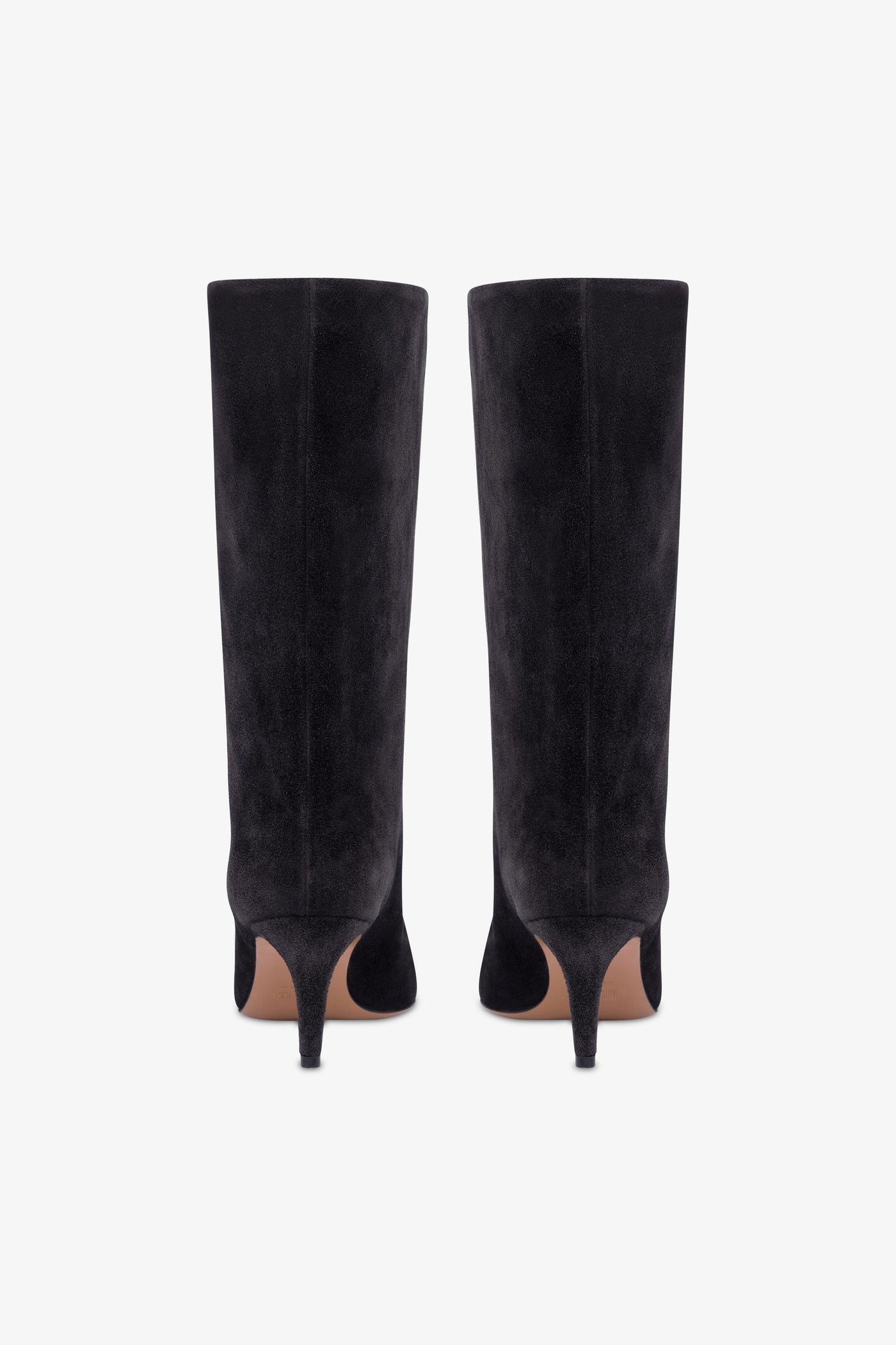 Calf-high boots in smooth off-black suede leather