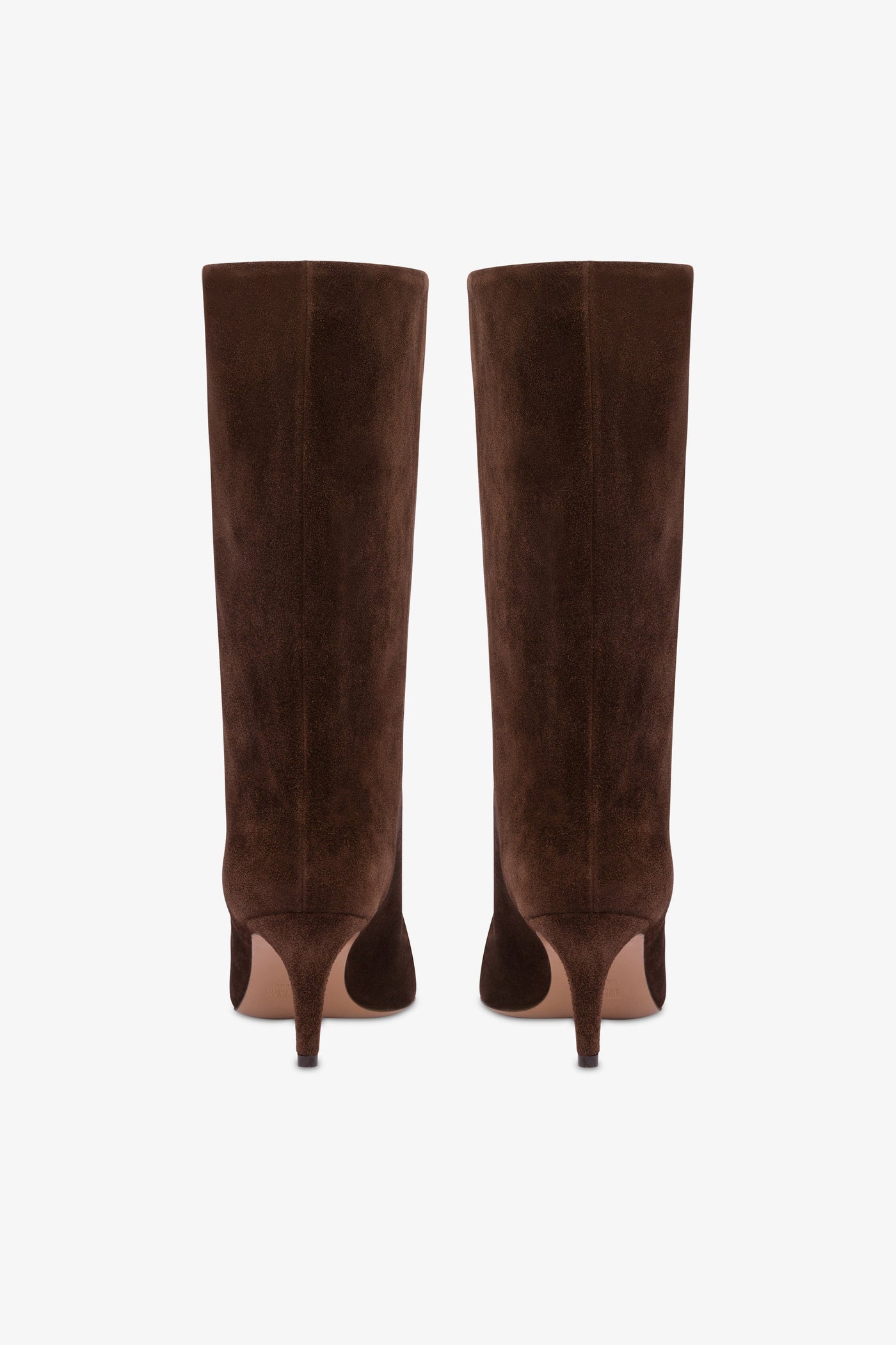 Calf-high boots in smooth pepper suede leather