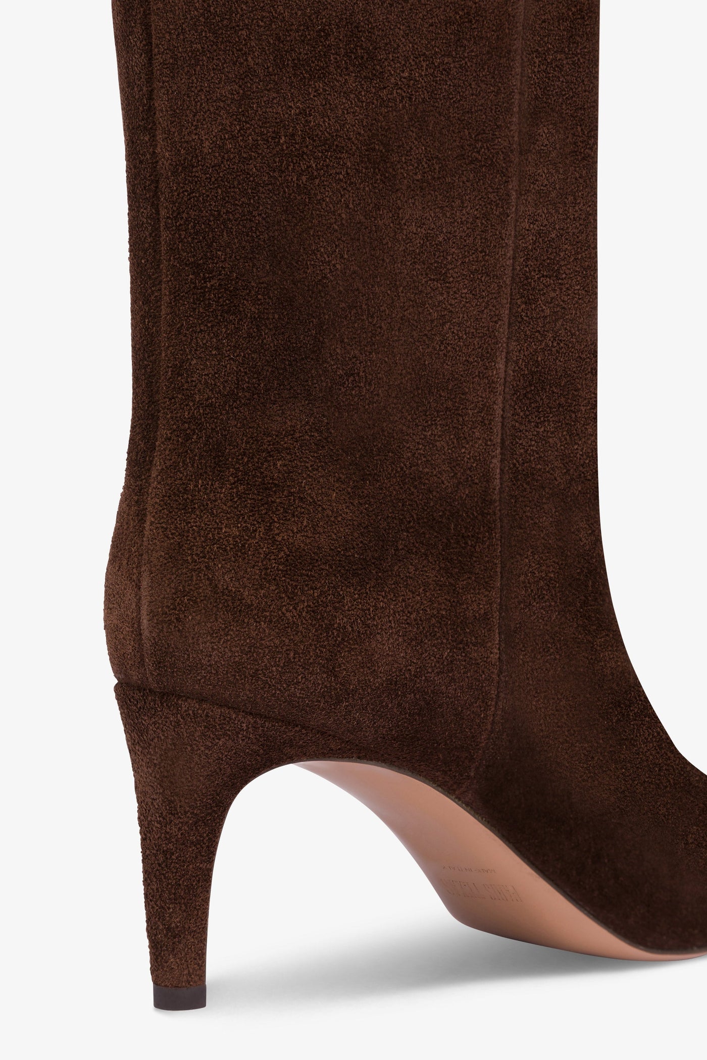 Calf-high boots in smooth pepper suede leather