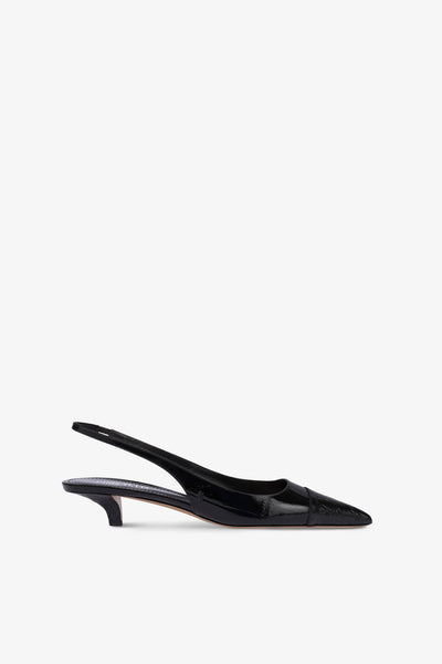 Slingbacks in black croco-embossed leather