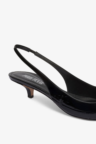 Slingbacks in black croco-embossed leather